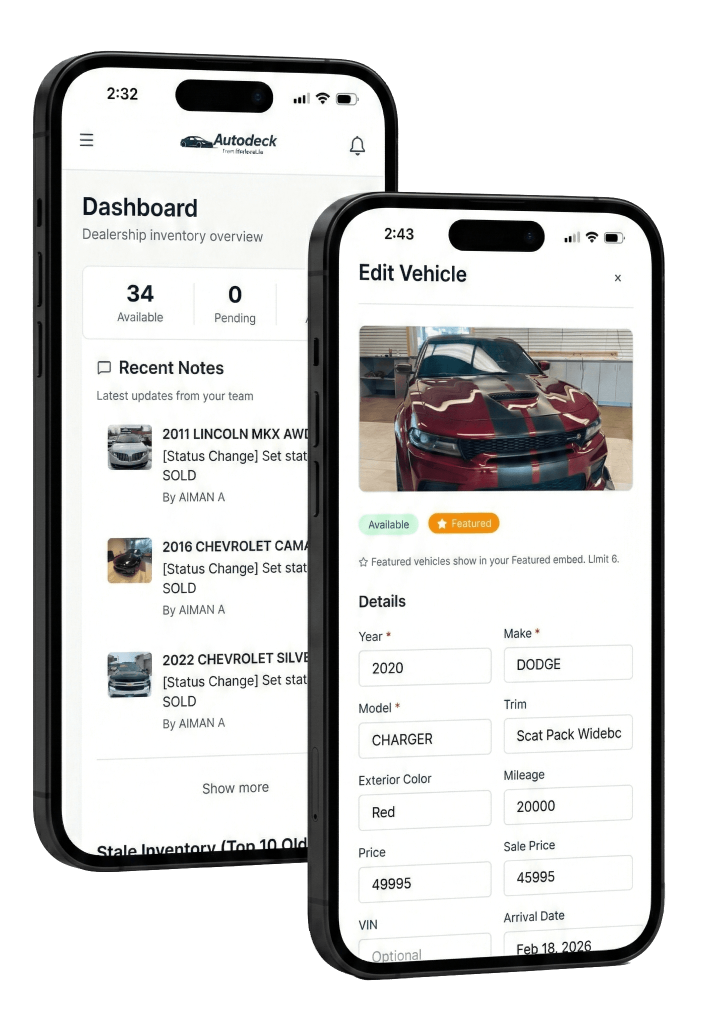 Autodeck mobile inventory management on iPhone