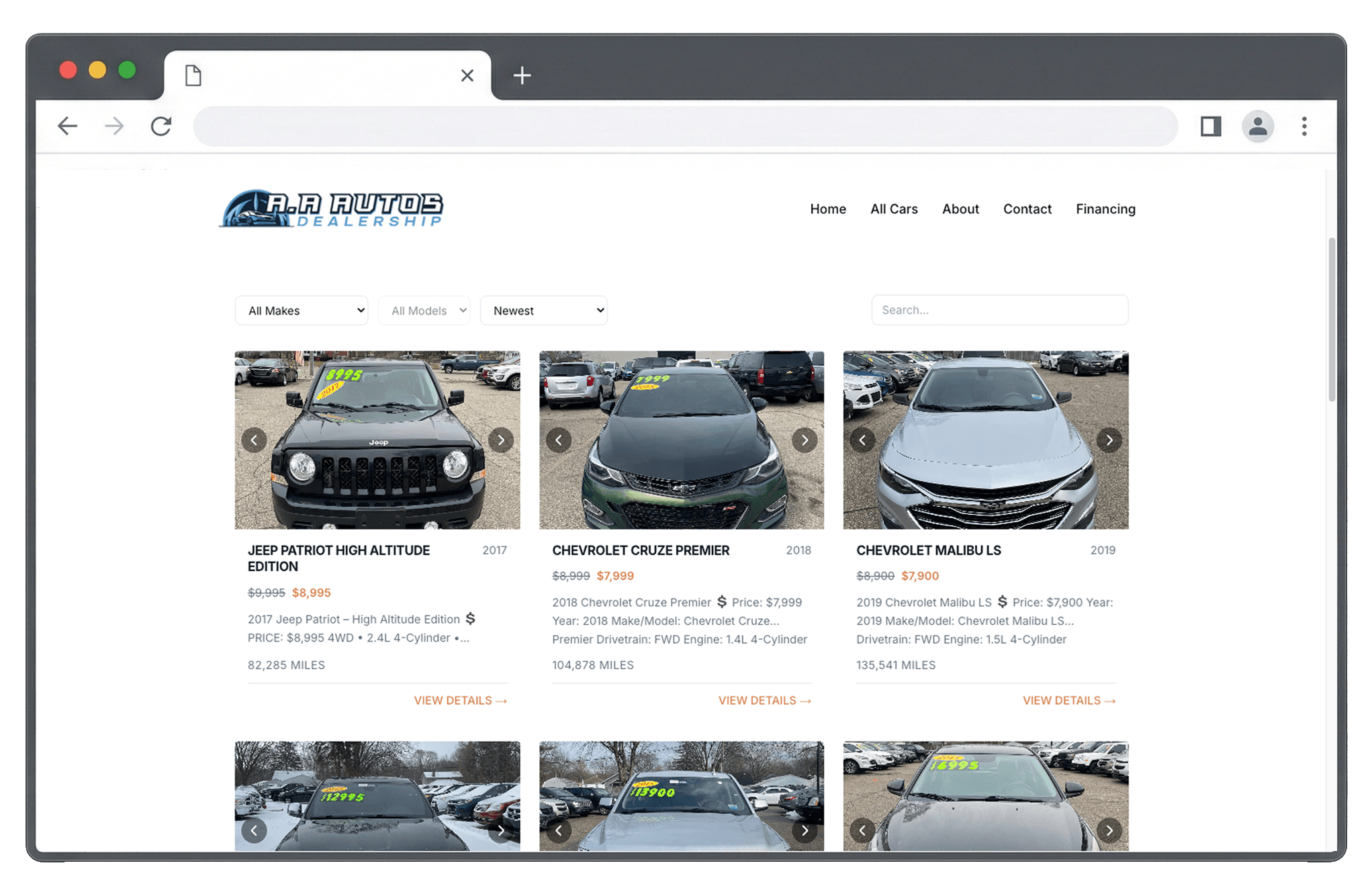 AutoDeck digital showroom inventory grid screenshot